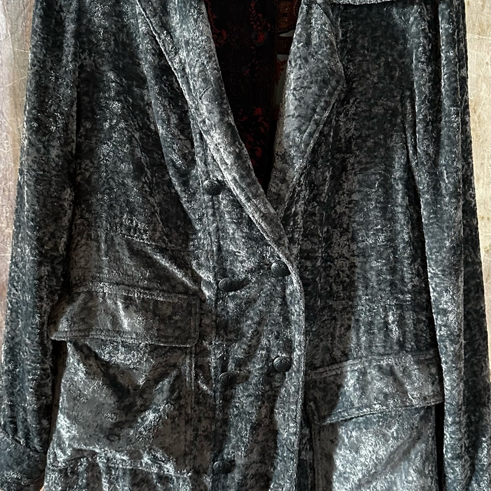 Free People Soho Crushed Velvet Duster Trench Jacket - Picture 5 of 11
